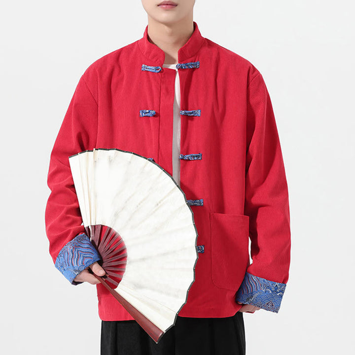 Buddha Stones Blumenmuster, langärmlige Herren-Tang-Anzugjacke aus Baumwollcord mit Taschen - image 4