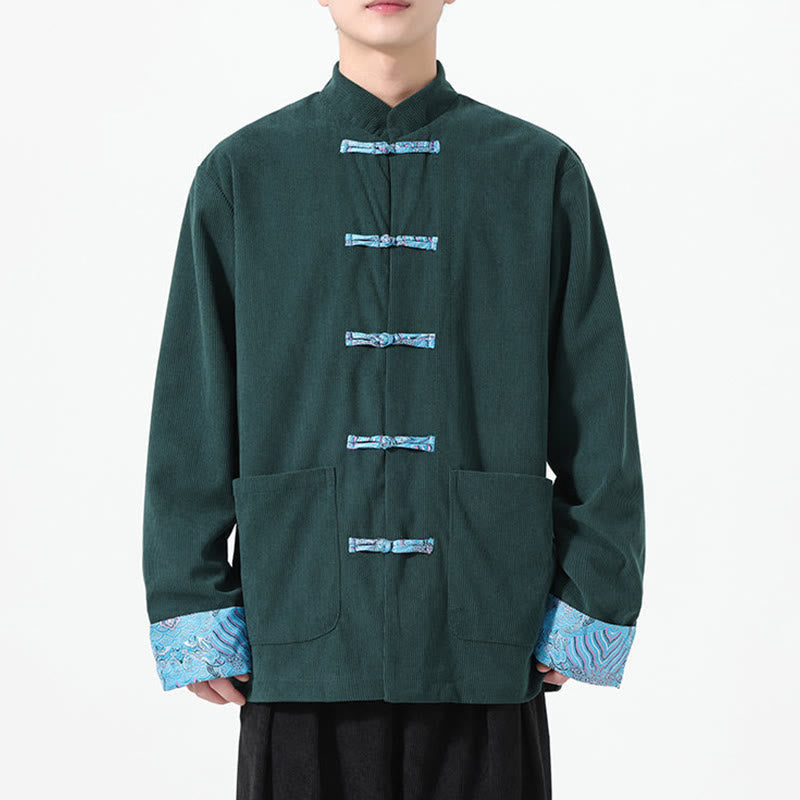 Buddha Stones Blumenmuster, langärmlige Herren-Tang-Anzugjacke aus Baumwollcord mit Taschen - image 14