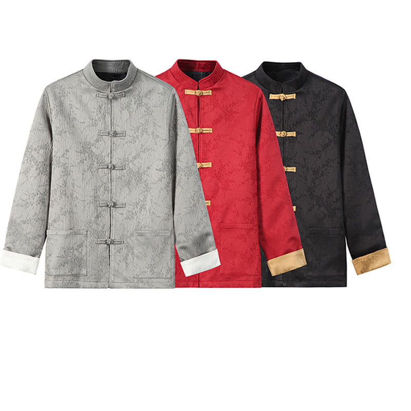 Buddha Stones Jacquard Stehkragen Langarm Herren Baumwolljacke mit Taschen - image 15