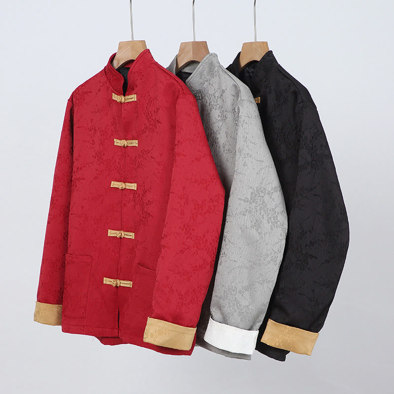 Buddha Stones Jacquard Stehkragen Langarm Herren Baumwolljacke mit Taschen - image 13