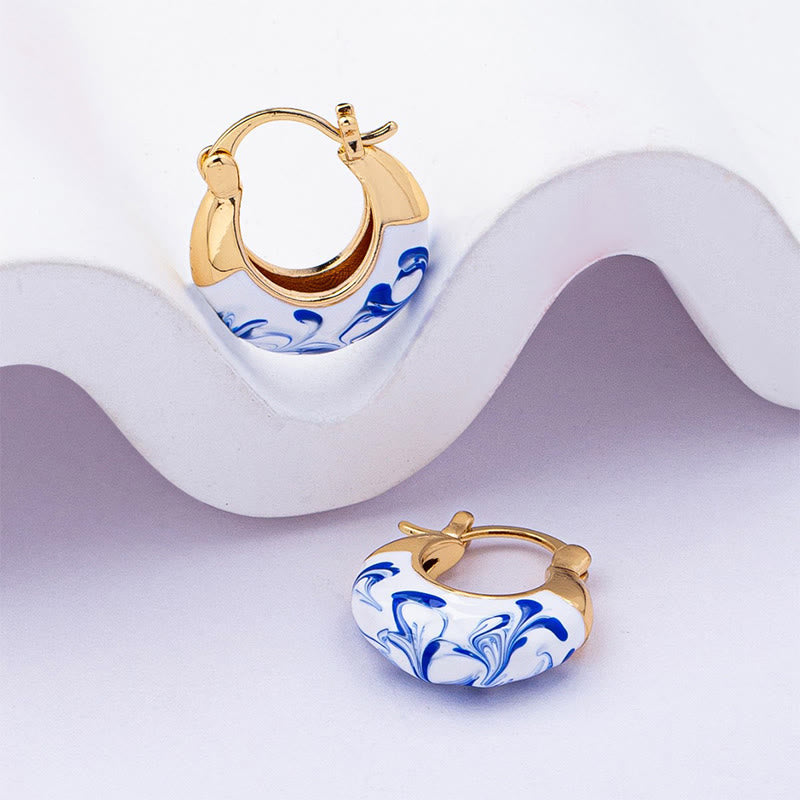 Buddha Stones , verkupfert, 18 Karat Gold, Emaille-Glasur, Heilung, Glück, U-förmige Ohrringe - image 3