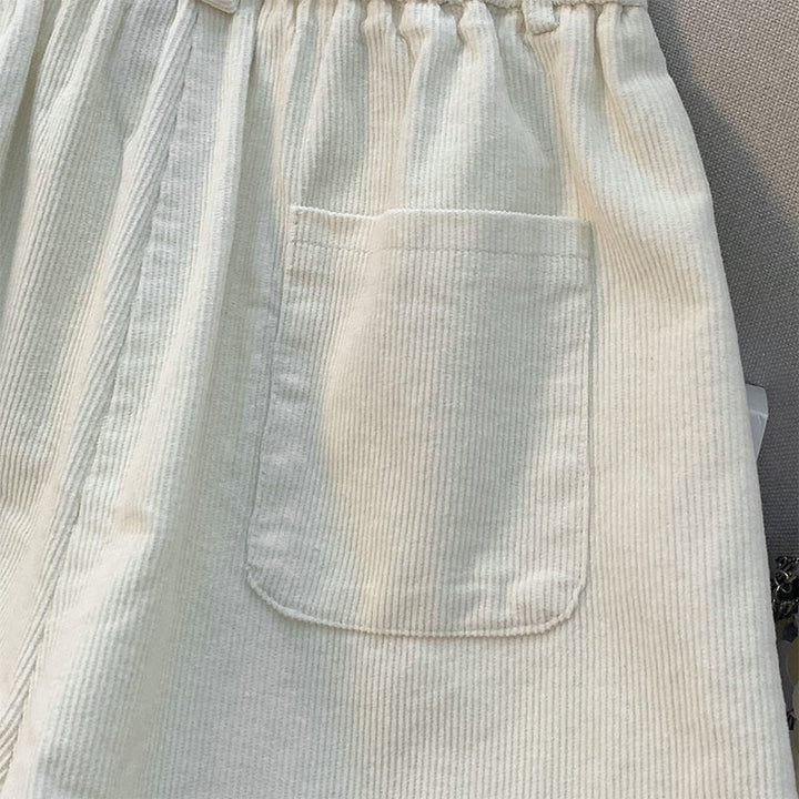 Buddha Stones Damenhose aus Cord und Baumwolle mit weitem Bein und Taschen, schlichtes Design mit elastischem Bund - image 9