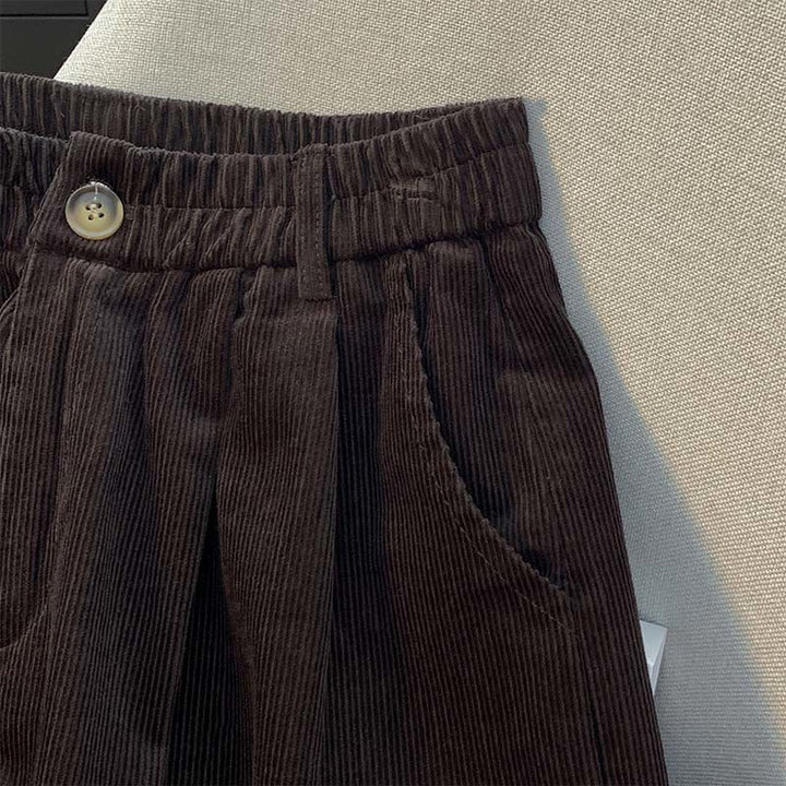 Buddha Stones Damenhose aus Cord und Baumwolle mit weitem Bein und Taschen, schlichtes Design mit elastischem Bund - image 15