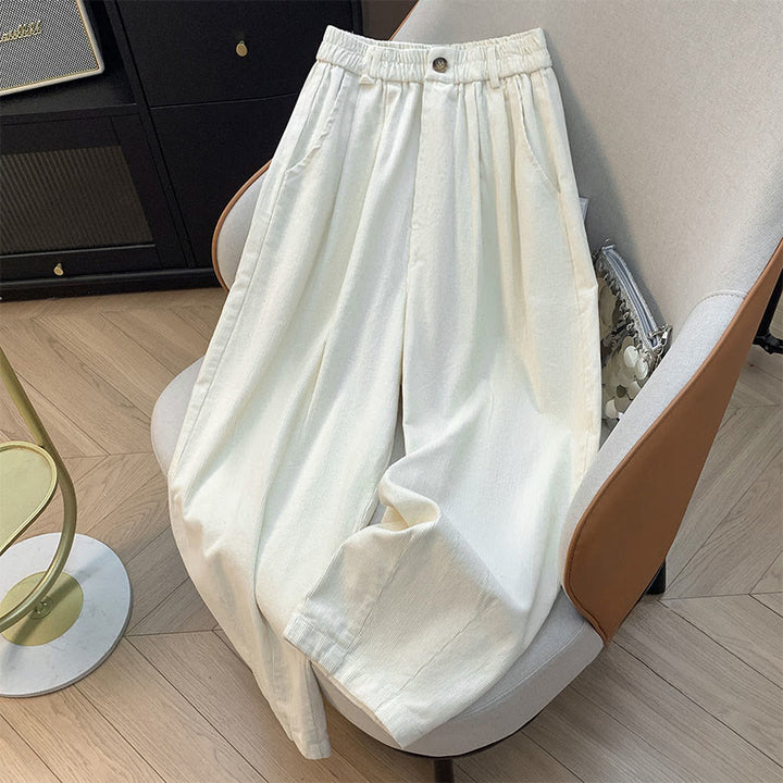 Buddha Stones Damenhose aus Cord und Baumwolle mit weitem Bein und Taschen, schlichtes Design mit elastischem Bund - Beige - US8-10, UK/AU12-14,EU40-42 (2XL) - image 3