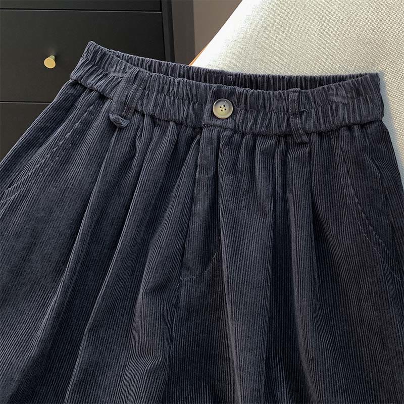 Buddha Stones Damenhose aus Cord und Baumwolle mit weitem Bein und Taschen, schlichtes Design mit elastischem Bund - image 20