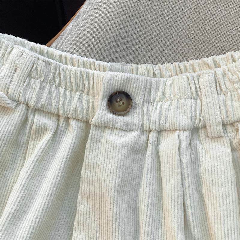 Buddha Stones Damenhose aus Cord und Baumwolle mit weitem Bein und Taschen, schlichtes Design mit elastischem Bund - image 5