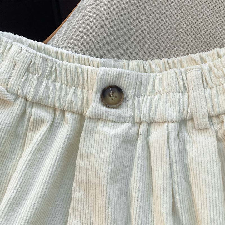 Buddha Stones Damenhose aus Cord und Baumwolle mit weitem Bein und Taschen, schlichtes Design mit elastischem Bund - image 5