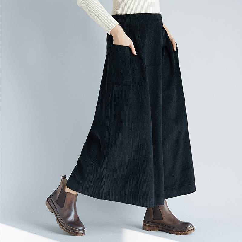 Buddha Stones Damen-Cordhose mit weitem Bein, einfarbig, seitlicher Reißverschluss, Länge 7–8, mit Taschen - Schwarz - US6, UK/AU10,EU38 (2XL) - image 13