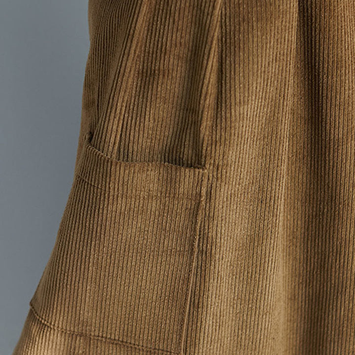 Buddha Stones Damen-Cordhose mit weitem Bein, einfarbig, seitlicher Reißverschluss, Länge 7–8, mit Taschen - image 9