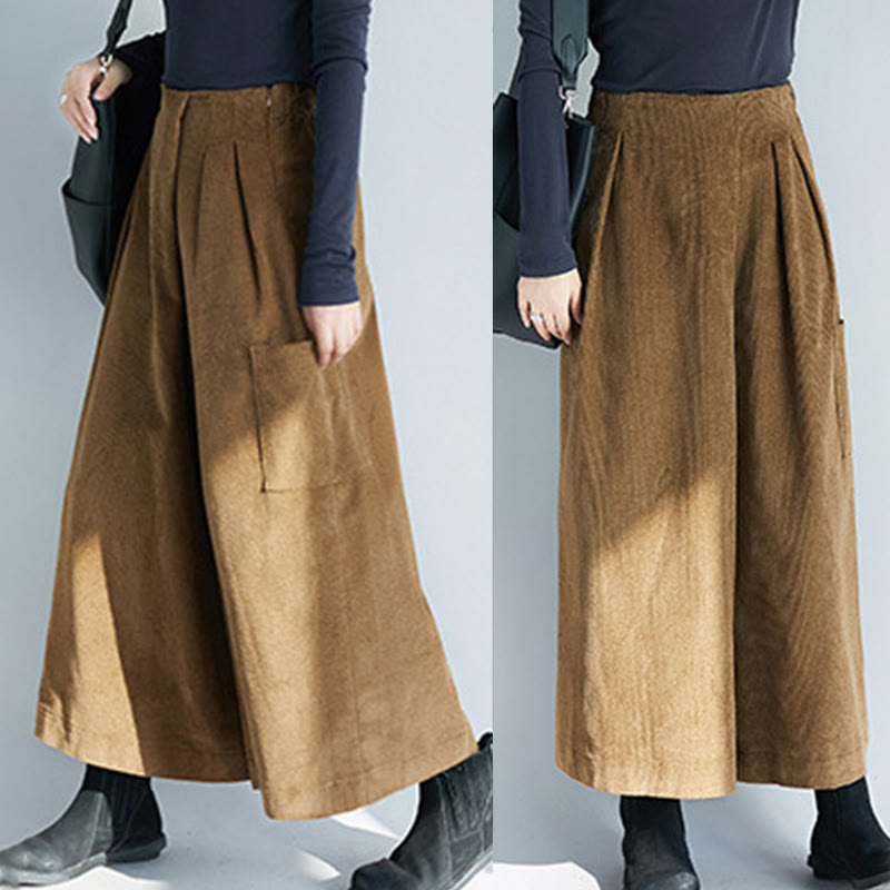 Buddha Stones Damen-Cordhose mit weitem Bein, einfarbig, seitlicher Reißverschluss, Länge 7–8, mit Taschen - image 5