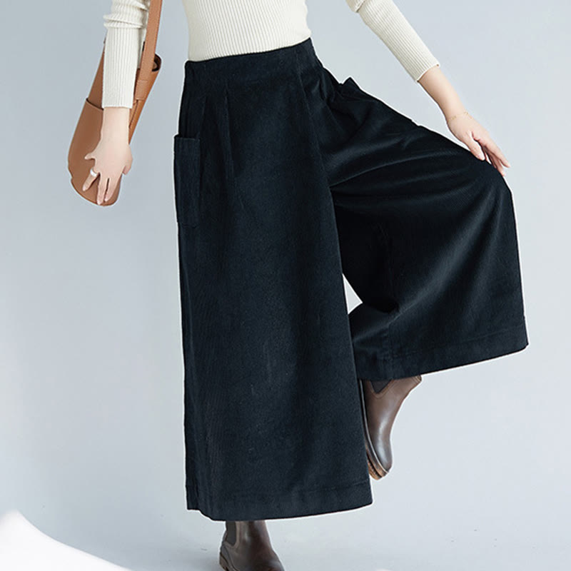 Buddha Stones Damen-Cordhose mit weitem Bein, einfarbig, seitlicher Reißverschluss, Länge 7–8, mit Taschen - image 18