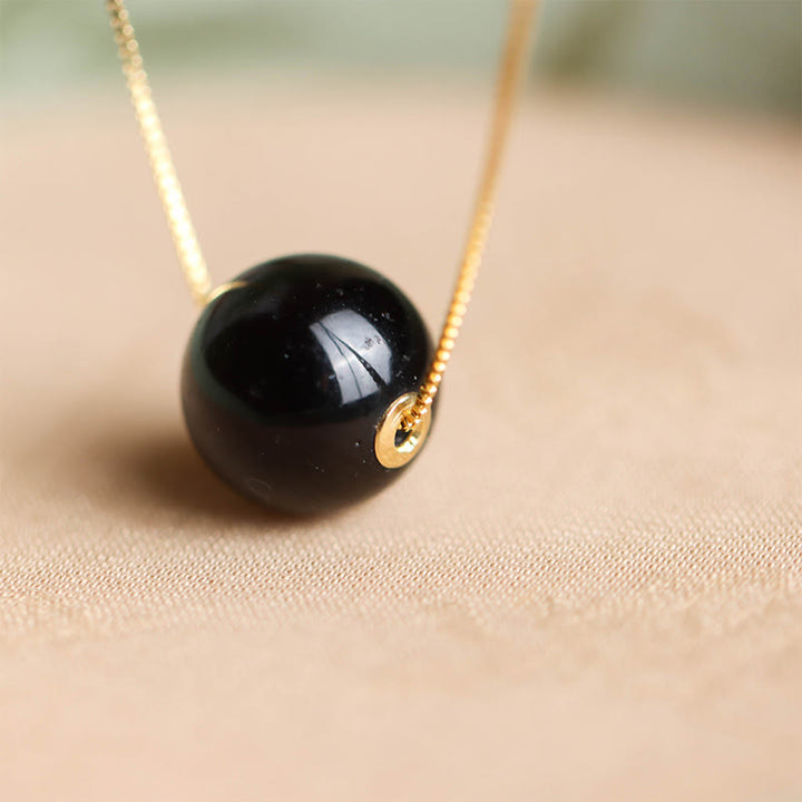 Buddha Stones Halskette mit Anhänger „Confidence Focus“ aus 925er Sterlingsilber mit runder Bernsteinperle - image 3