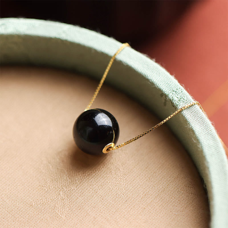 Buddha Stones Halskette mit Anhänger „Confidence Focus“ aus 925er Sterlingsilber mit runder Bernsteinperle - image 1