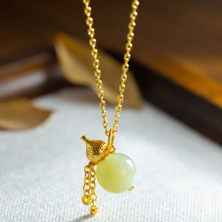 Buddha Stones 925 Sterling Silber Kürbis Hetian Jade Glück Fülle Anhänger Halskette - image 3