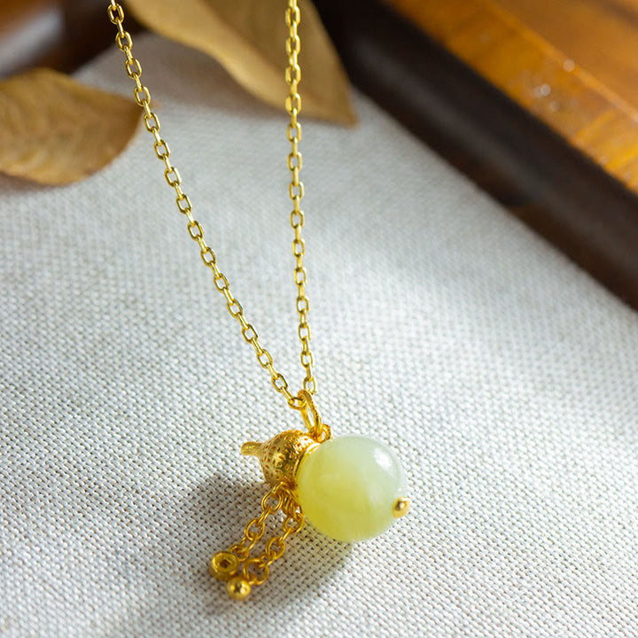 Buddha Stones 925 Sterling Silber Kürbis Hetian Jade Glück Fülle Anhänger Halskette - image 2