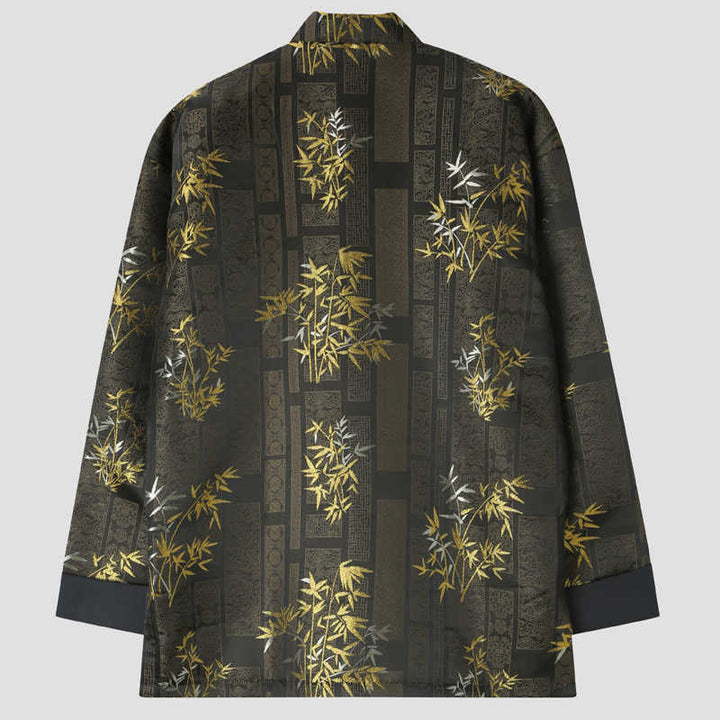 Buddha Stones Golden Bamboo Jacquard Frog-Button Langarm Herrenjacke mit Taschen - image 1