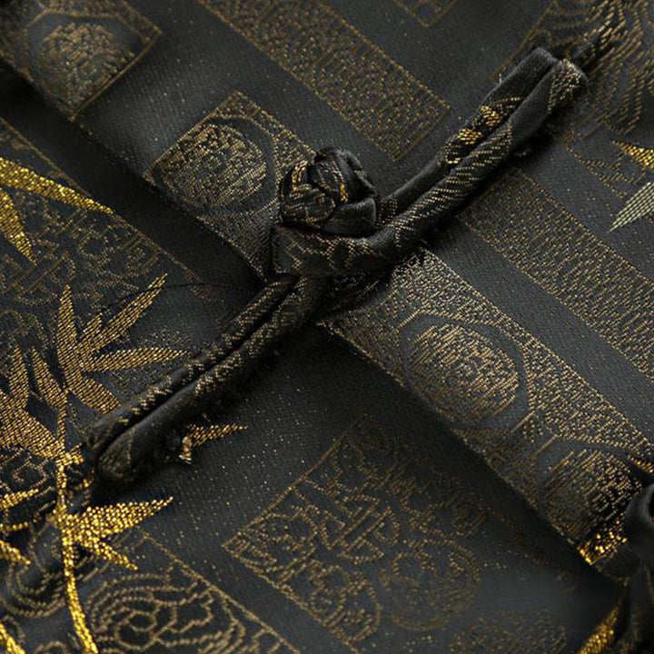 Buddha Stones Golden Bamboo Jacquard Frog-Button Langarm Herrenjacke mit Taschen - image 8