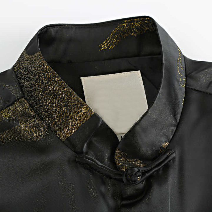 Buddha Stones Cloud-Dyed Golden Mountain Crane Frog-Button Langarm-Herrenjacke mit Taschen - image 4