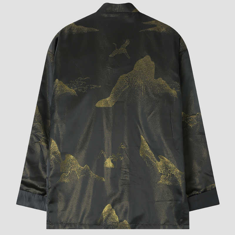 Buddha Stones Cloud-Dyed Golden Mountain Crane Frog-Button Langarm-Herrenjacke mit Taschen - image 1