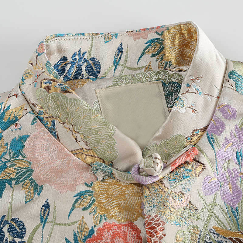 Buddha Stones Mandarin Duck Pfingstrose Blume Frosch-Knopf Langarm Herrenjacke mit Taschen - image 3