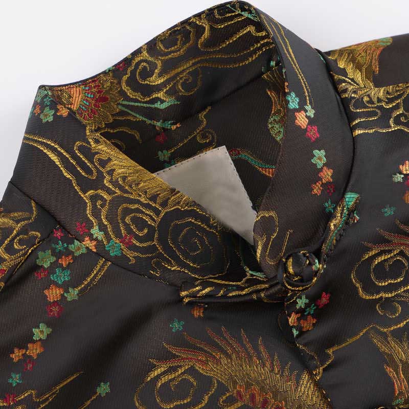 Buddha Stones Bunte Phoenix Auspicious Wolken Frosch-Knopf Langarm Herrenjacke mit Taschen - image 5