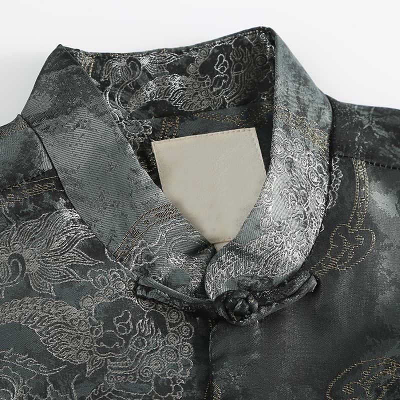 Buddha Stones Kirin Mountains Frog-Button Langarm Herrenjacke mit Taschen - image 3