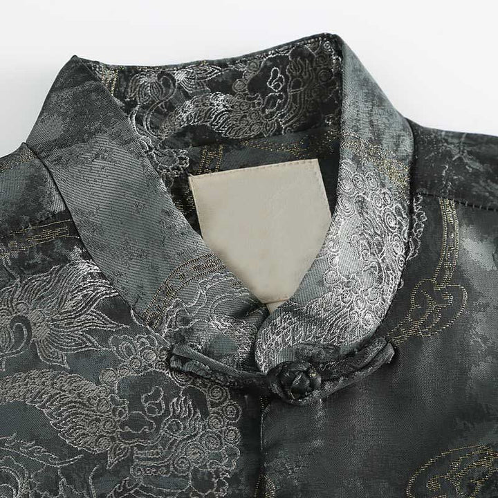 Buddha Stones Kirin Mountains Frog-Button Langarm Herrenjacke mit Taschen - image 3