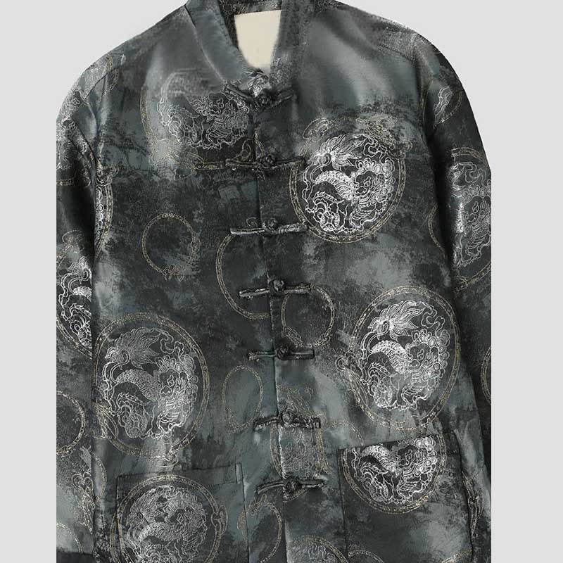 Buddha Stones Kirin Mountains Frog-Button Langarm Herrenjacke mit Taschen - image 2