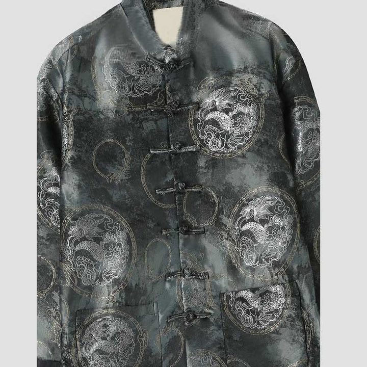 Buddha Stones Kirin Mountains Frog-Button Langarm Herrenjacke mit Taschen - image 2
