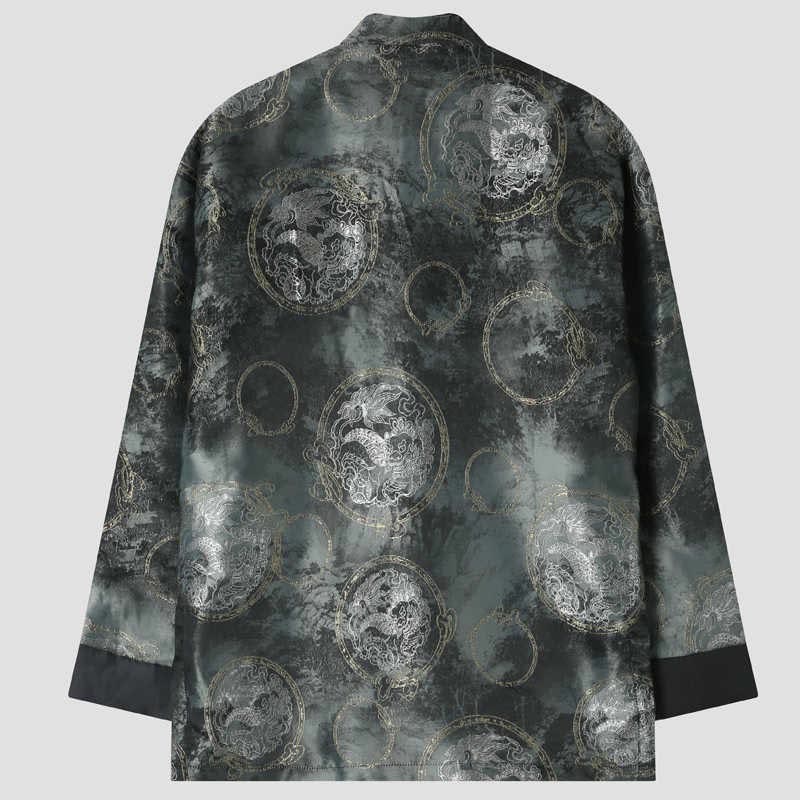 Buddha Stones Kirin Mountains Frog-Button Langarm Herrenjacke mit Taschen - image 1