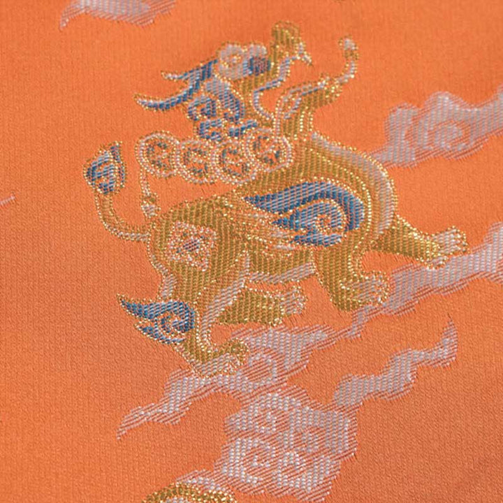 Buddha Stones Orange Kirin Auspicious Clouds Frog-Button Langarm Herrenjacke mit Taschen - image 10