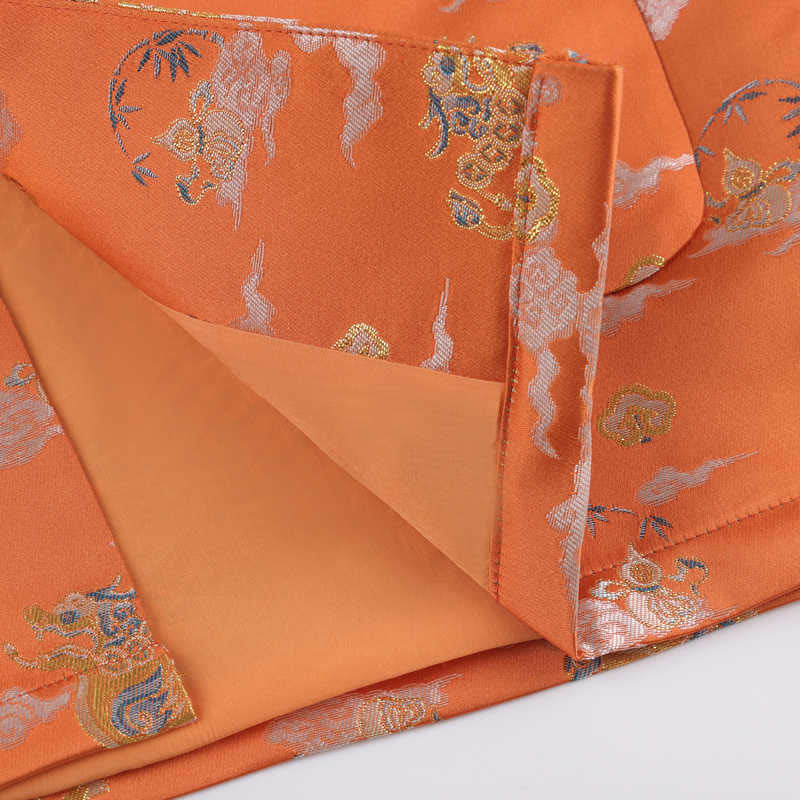 Buddha Stones Orange Kirin Auspicious Clouds Frog-Button Langarm Herrenjacke mit Taschen - image 8