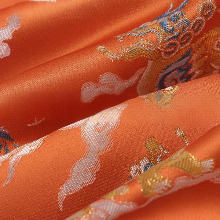 Buddha Stones Orange Kirin Auspicious Clouds Frog-Button Langarm Herrenjacke mit Taschen - image 12
