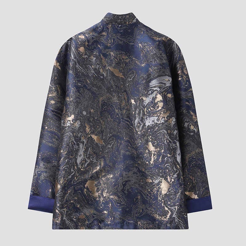 Buddha Stones Blue Flowing Water Mountains Frog-Button Langarm Herrenjacke mit Taschen - image 2