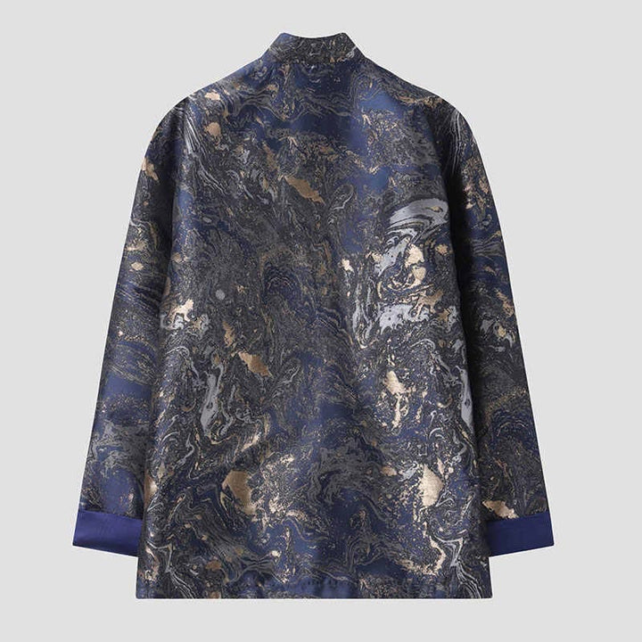 Buddha Stones Blue Flowing Water Mountains Frog-Button Langarm Herrenjacke mit Taschen - image 2