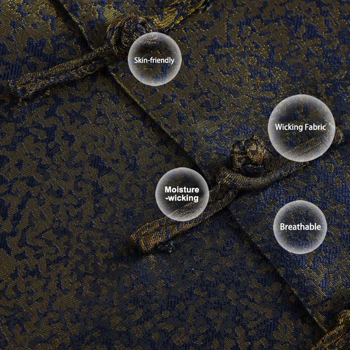 Buddha Stones Golden Desert Blue Flowers Froschknopf Langarm Herrenjacke mit Taschen - image 6