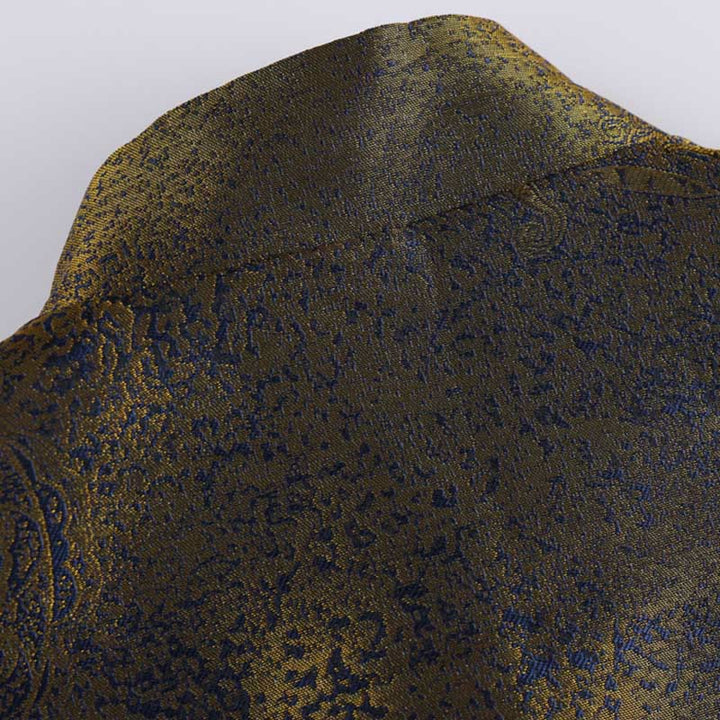 Buddha Stones Golden Desert Blue Flowers Froschknopf Langarm Herrenjacke mit Taschen - image 5