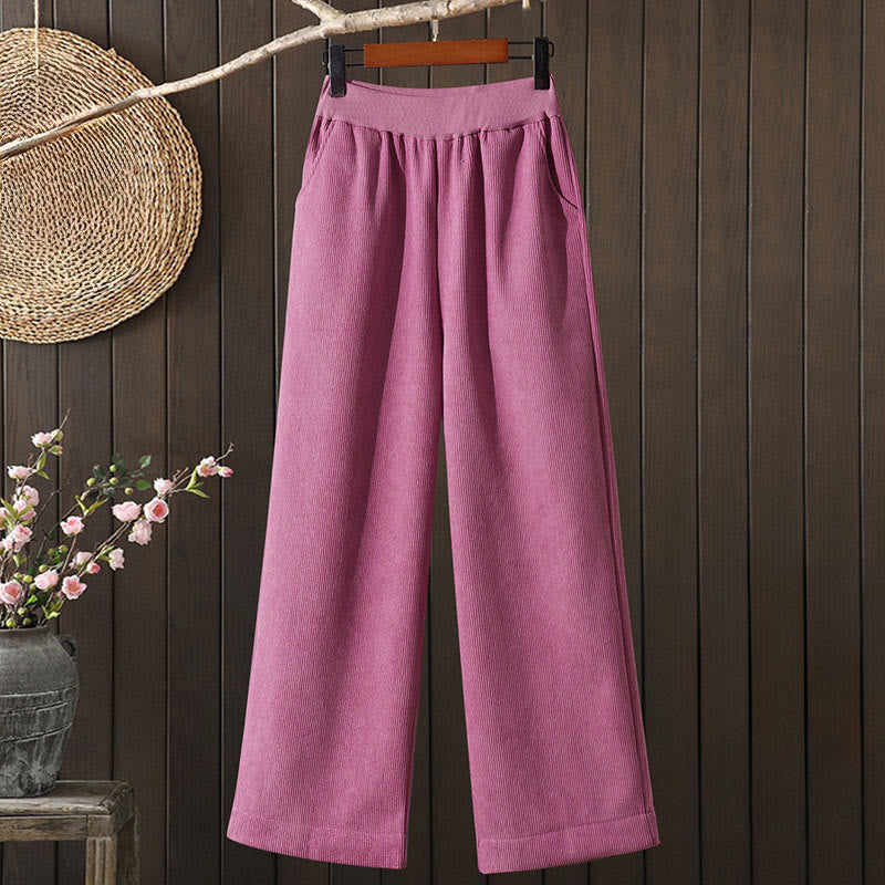 Buddha Stones Winterhose für Damen, weites Bein, Cord-Baumwolle, Thermo-Fleece-Futter, mit Taschen - BlassViolettRot - US8-10, UK/AU12-14,EU40-42 (2XL) - image 0