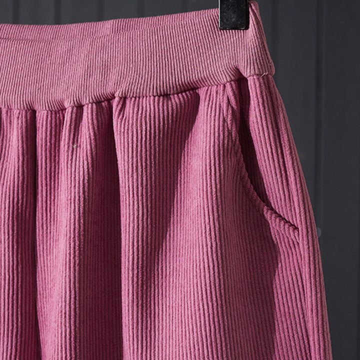 Buddha Stones Winterhose für Damen, weites Bein, Cord-Baumwolle, Thermo-Fleece-Futter, mit Taschen - image 4