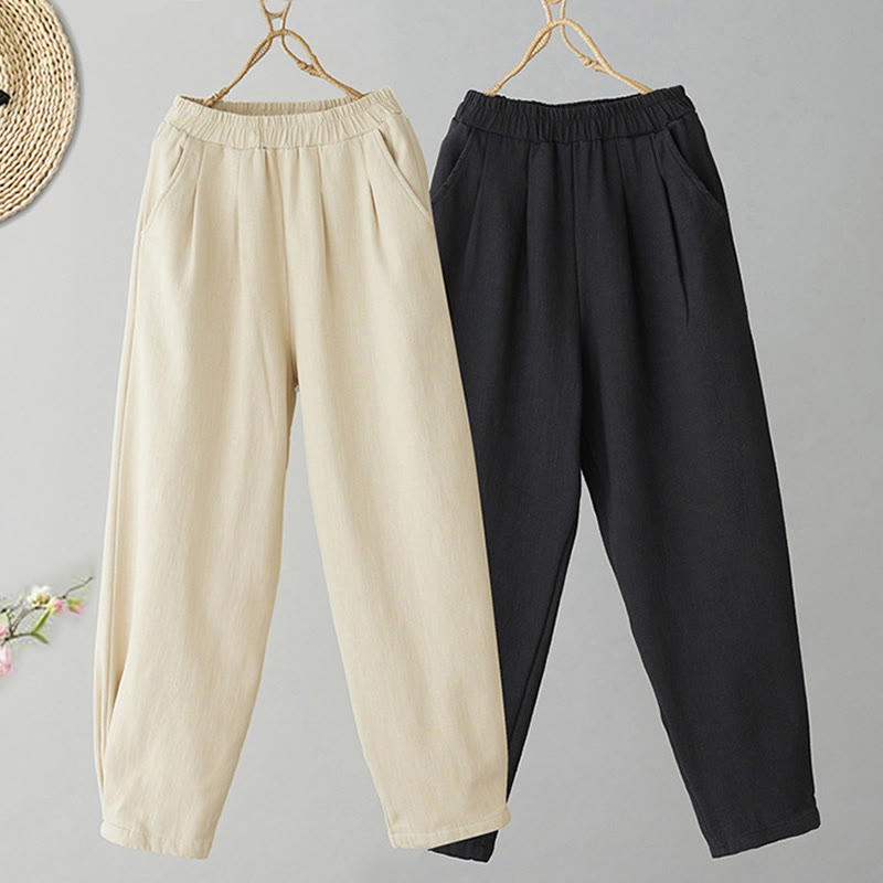 Buddha Stones Winter Damen-Knöchelhose aus Baumwolle mit Thermo-Fleece-Futter und Taschen - image 11