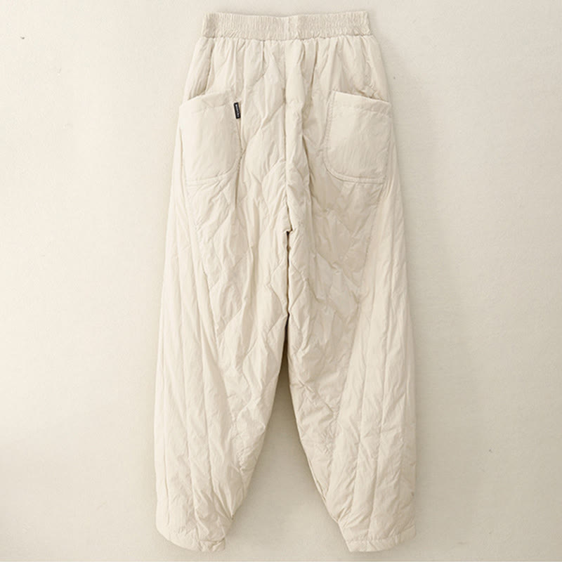 Buddha Stones Winter Einfarbige Damen-Thermohose aus Baumwolle mit Taschen - image 1
