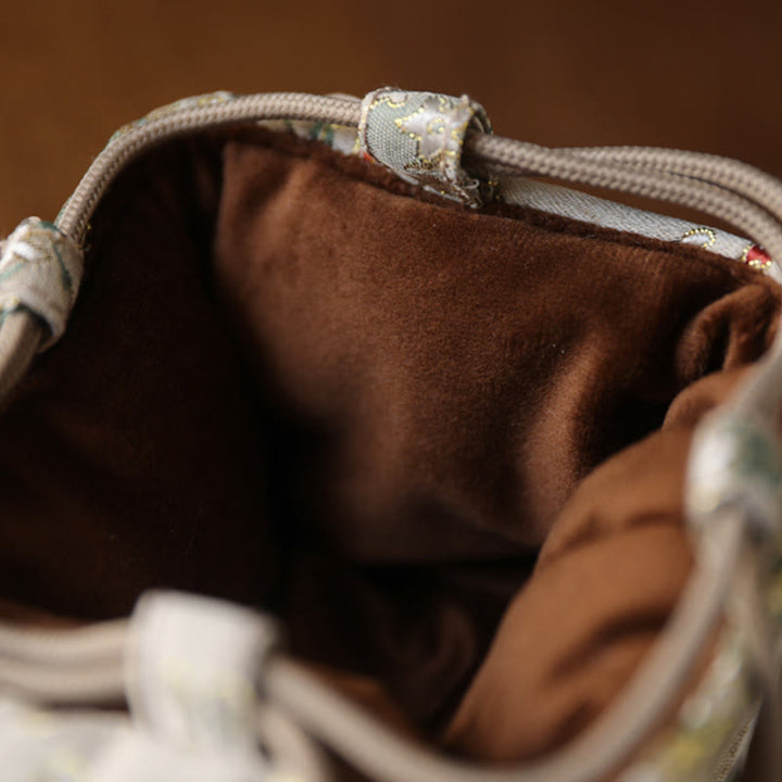 Kleine Schmuckaufbewahrungstasche mit Buddha Stones und Blumenmuster, 8 x 8 x 8 cm - image 4