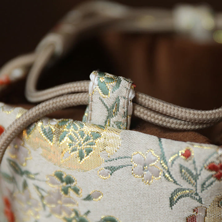 Kleine Schmuckaufbewahrungstasche mit Buddha Stones und Blumenmuster, 8 x 8 x 8 cm - image 3