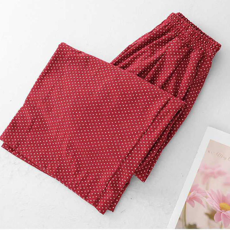 Buddha Stones Fall Dots Muster High Waist Design Damenhose mit weitem Bein und Taschen - image 4