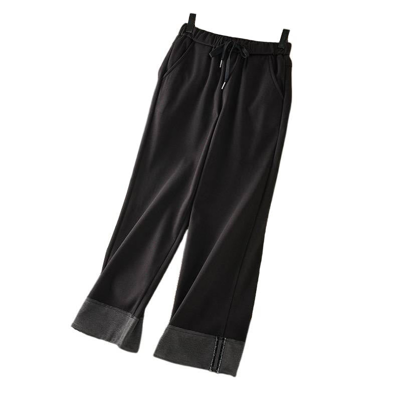 Buddha Stones Lässige, dicke Winterhose mit elastischer Taille und geradem Bein für Damen mit Taschen - image 5