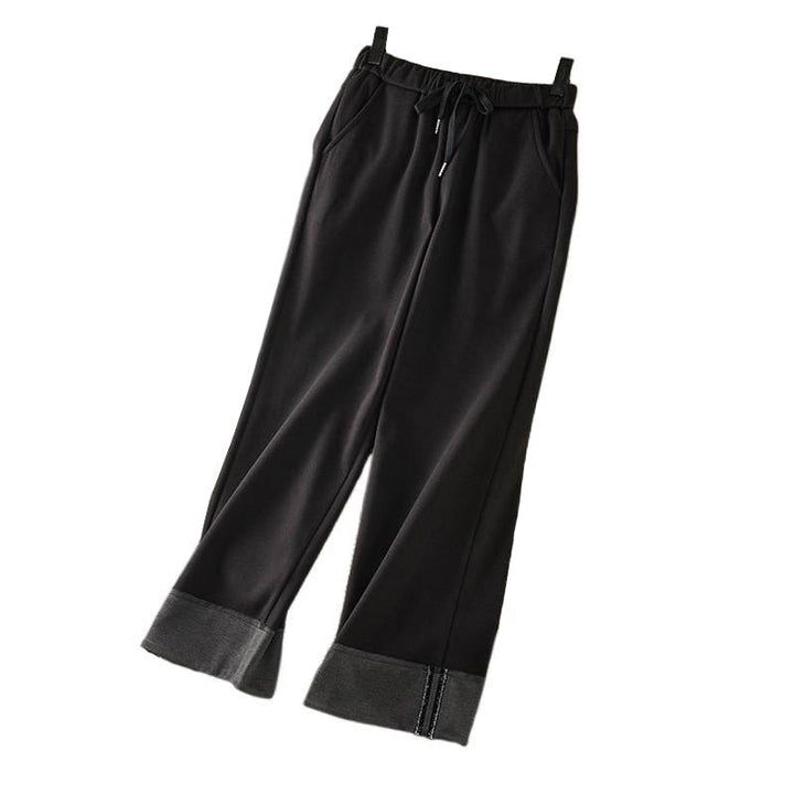 Buddha Stones Lässige, dicke Winterhose mit elastischer Taille und geradem Bein für Damen mit Taschen - image 5