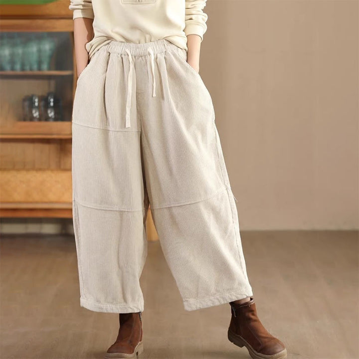 Buddha Stones Damenhose aus Baumwollcord mit Kordelzug und Thermofleecefutter und Taschen - Beige - US14, UK/AU18,EU46 (4XL) - image 4
