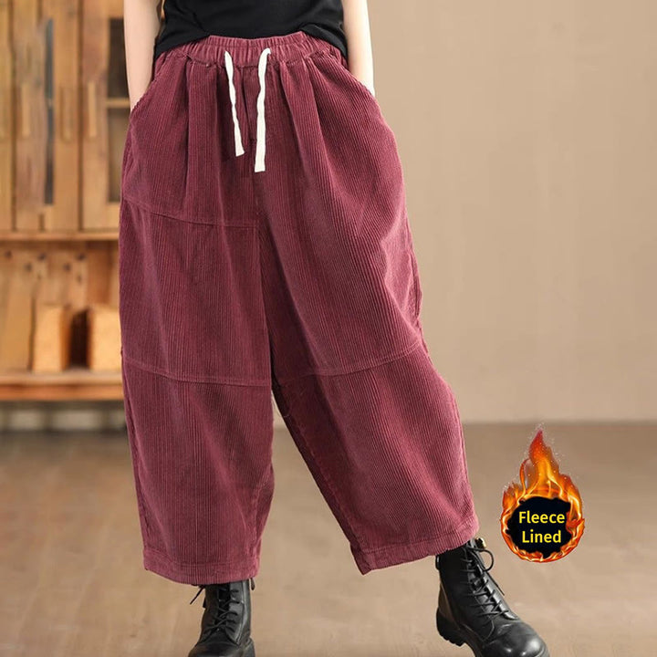 Buddha Stones Damenhose aus Baumwollcord mit Kordelzug und Thermofleecefutter und Taschen - IndianRed (mit Fleece gefüttert) - US14, UK/AU18,EU46 (4XL) - image 9