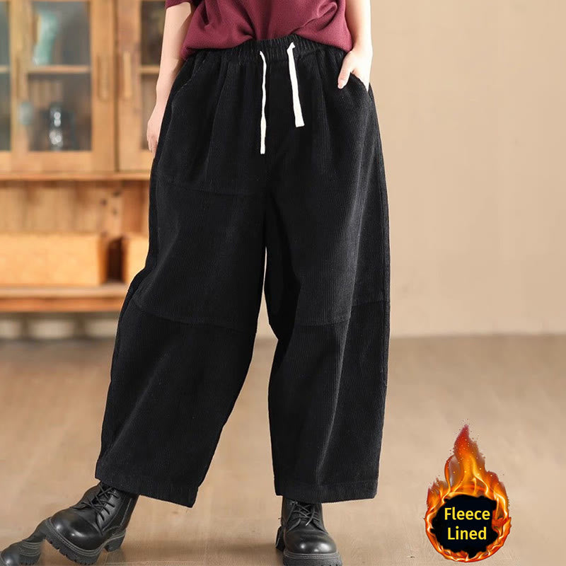 Buddha Stones Damenhose aus Baumwollcord mit Kordelzug und Thermofleecefutter und Taschen - Schwarz (Fleecefutter) - US14, UK/AU18,EU46 (4XL) - image 7
