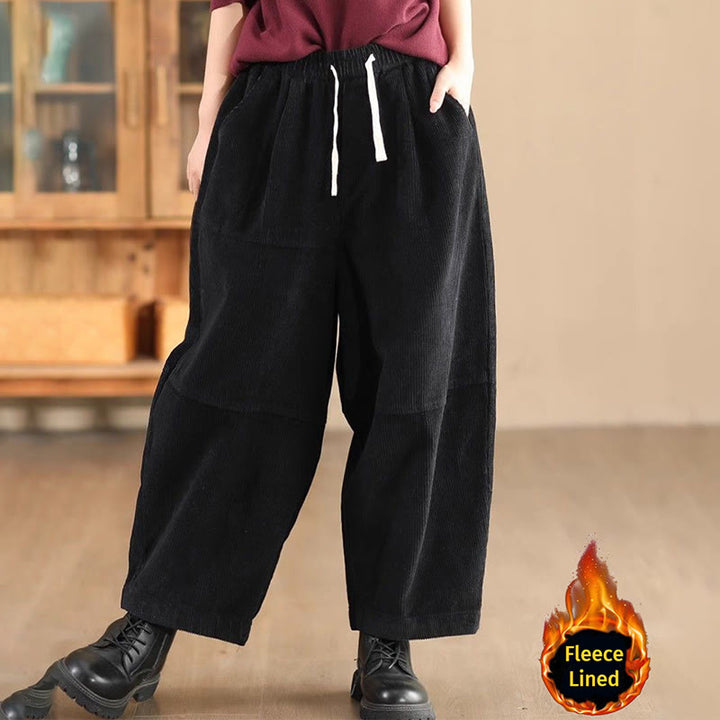 Buddha Stones Damenhose aus Baumwollcord mit Kordelzug und Thermofleecefutter und Taschen - Schwarz (Fleecefutter) - US14, UK/AU18,EU46 (4XL) - image 7